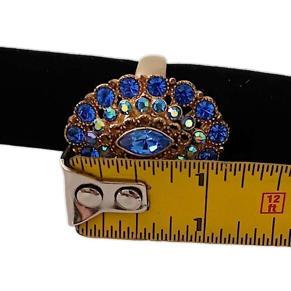 Rhinestone Large Cocktail Ring 6.75 Gold Tone Statement Medieval Mermaid Fairy. - Picture 2 of 16